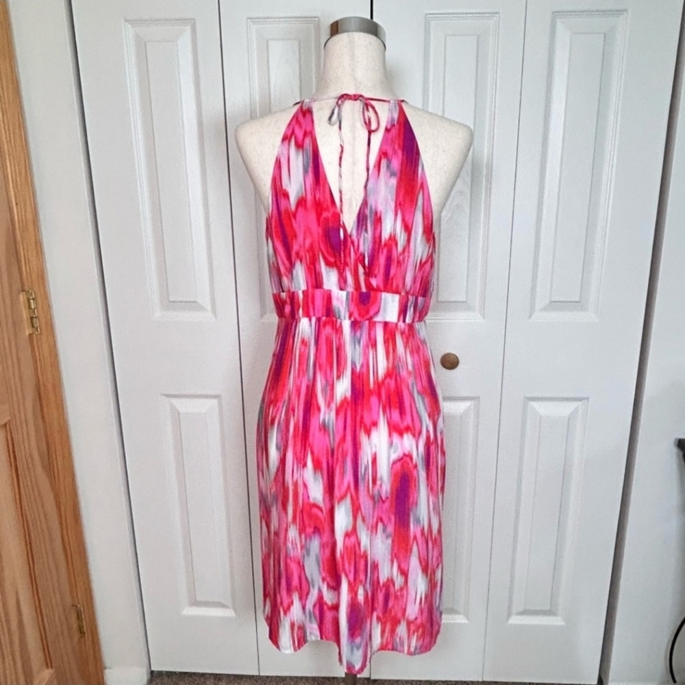 Athleta Ikat Georgia Tie Dye Empire Waist Pink Mini Dress Size XL